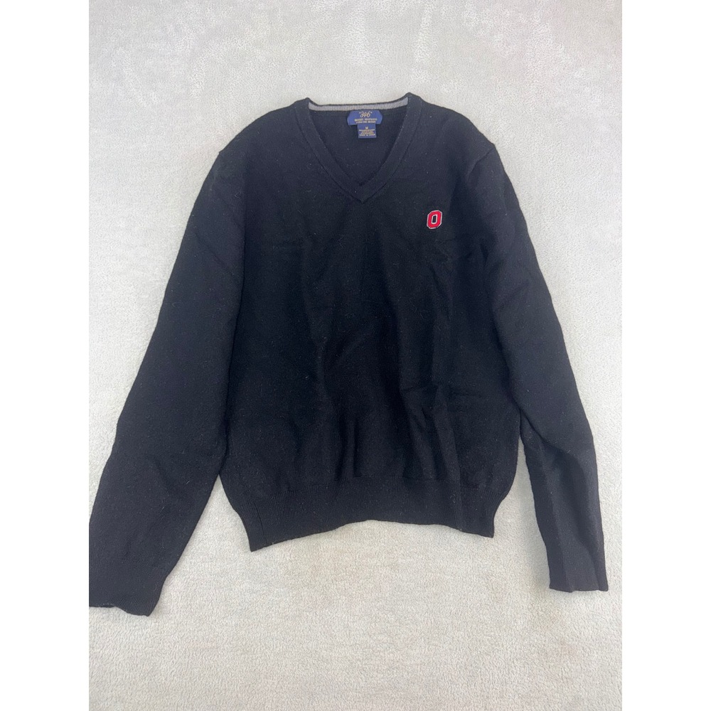 Brooks Brothers 346 Kids Medium Ohio Buckeyes Black Merino Wool V-Neck Sweater